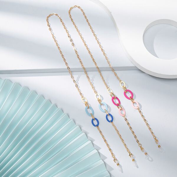 

2pcs Geometric Link Face Mask Chain, Multicolor