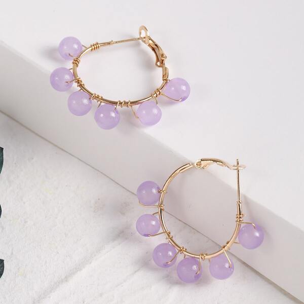 

Round Ball Decor Earrings, Lilac purple