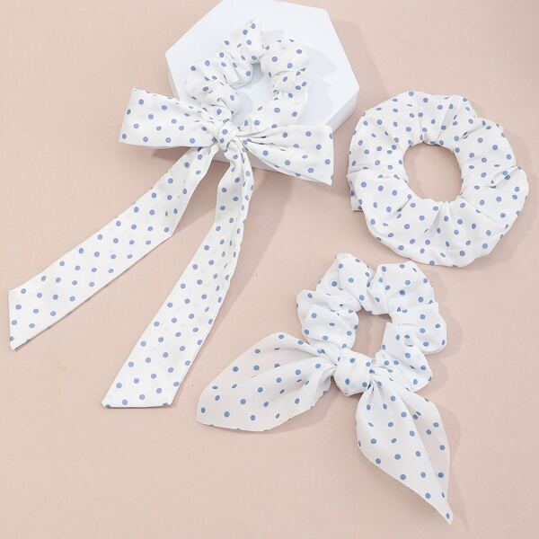 

3pcs Polka Dot Hair Tie, White