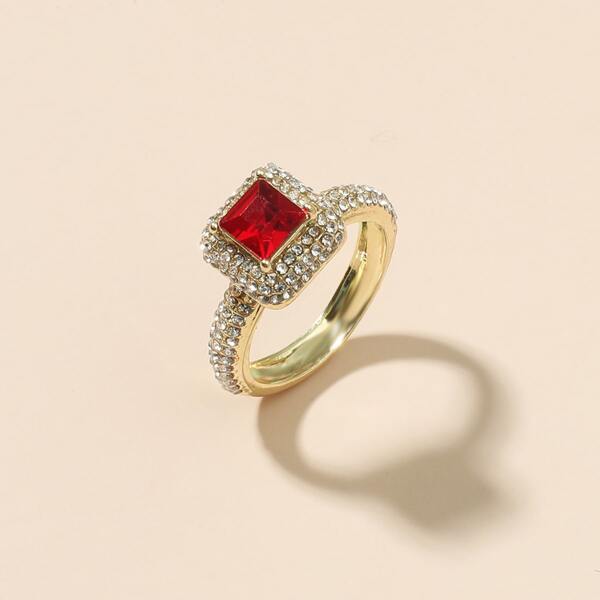 

Rhinestone Decor Ring, Red