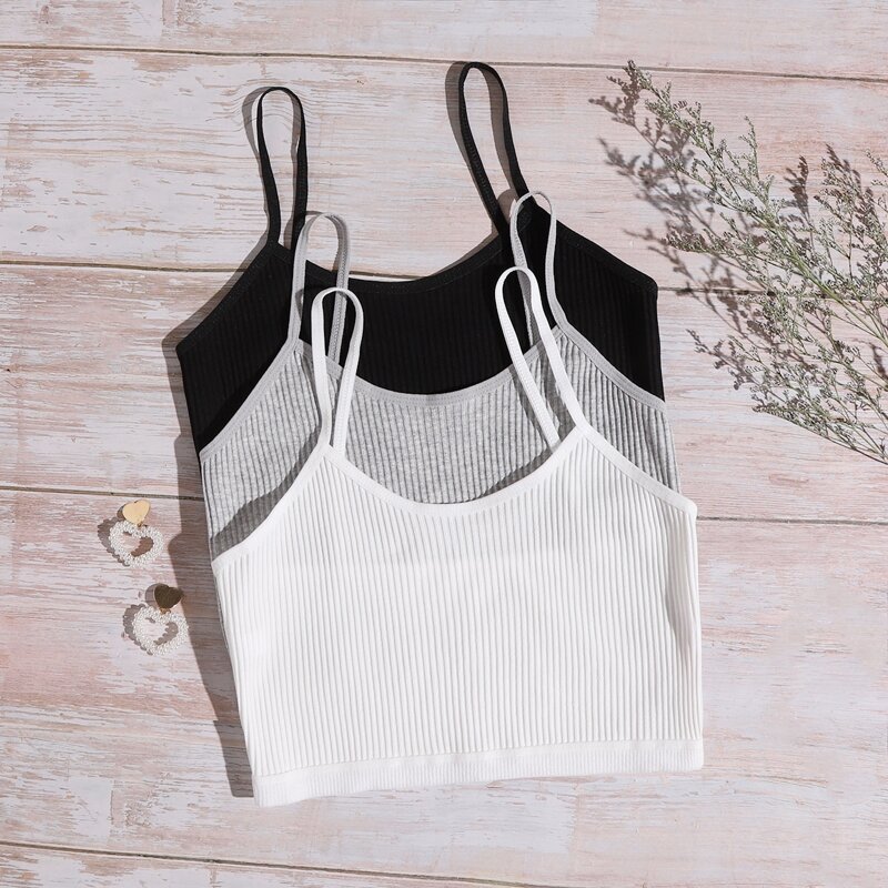 

3pack Rib Bralette Set, Multicolor