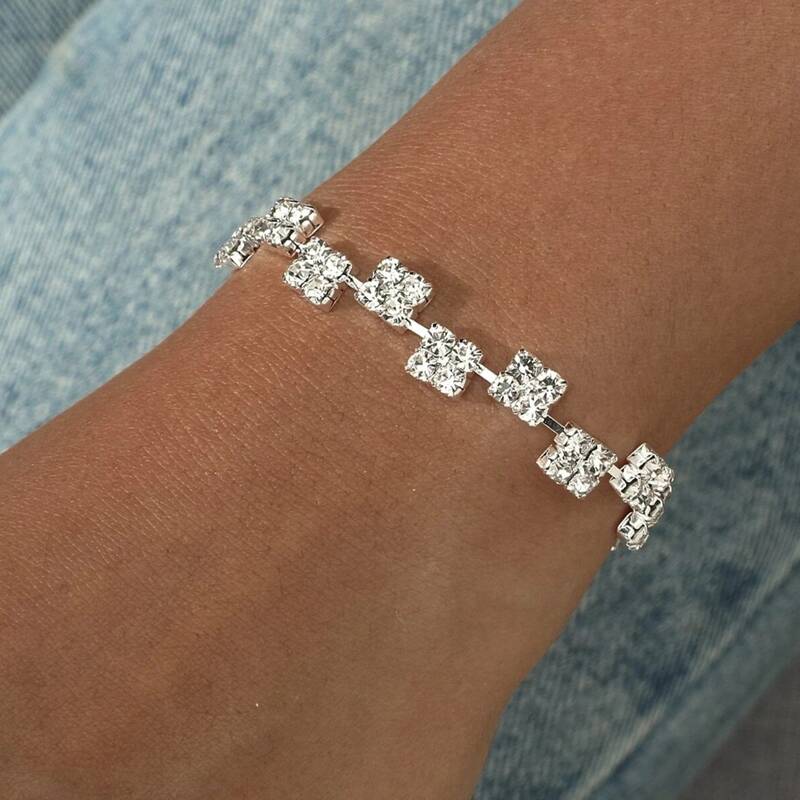 

1pc Rhinestone Bracelet, Silver