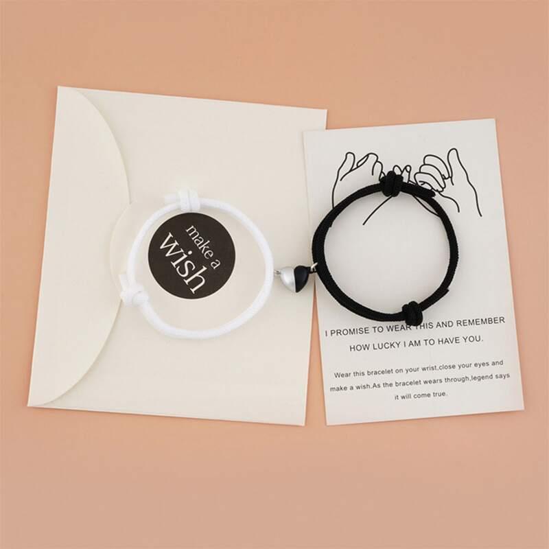 

2pcs Knot Couple Rope Bracelet, Black and white
