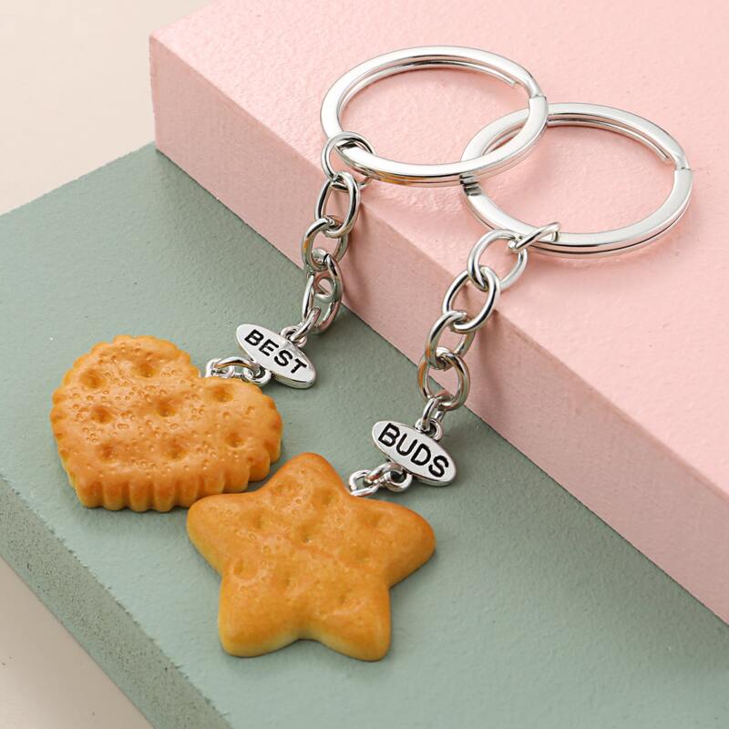 

2pcs Star Charm Keychain, Yellow