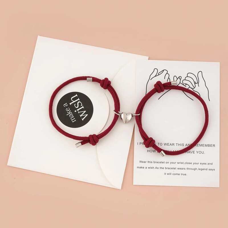 

2pcs Couple Rope Bracelet, Burgundy
