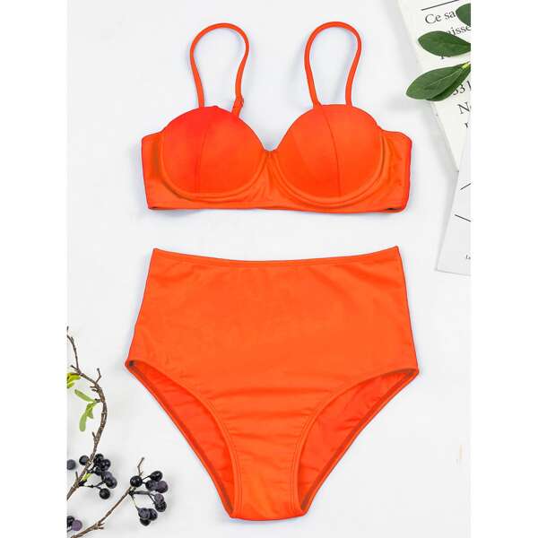 

Push Up High Waisted Bikini Swimsuit, Orange