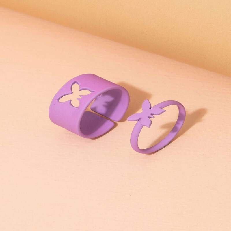 

2pcs Butterfly Ring, Purple
