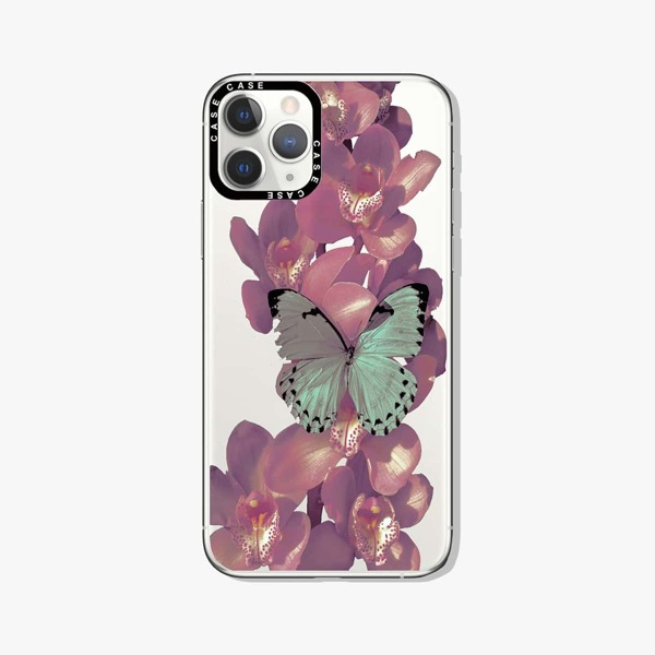 

Flower & Butterfly Pattern Phone Case, Clear