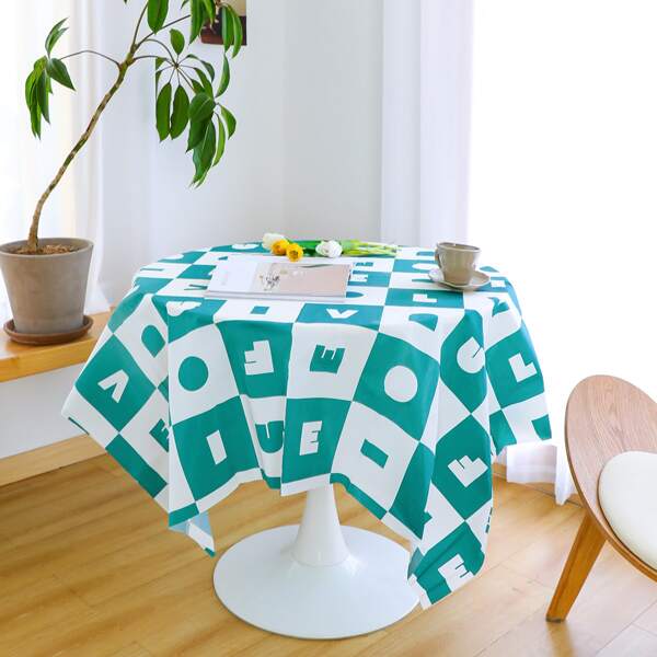 

Letter Graphic Plaid Tablecloth, Multicolor
