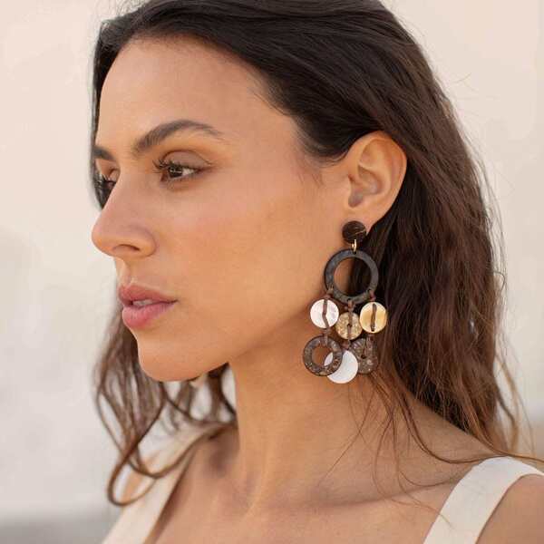 

Hollow Out Round Drop Earrings, Multicolor