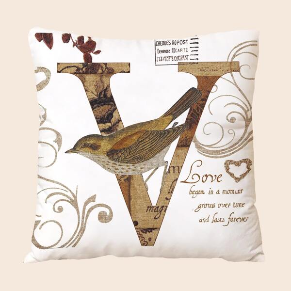 

Bird Print Cushion Cover Without Filler, Multicolor