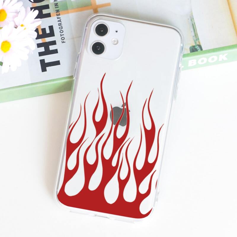 

1pc Fire Pattern Phone Case, Red