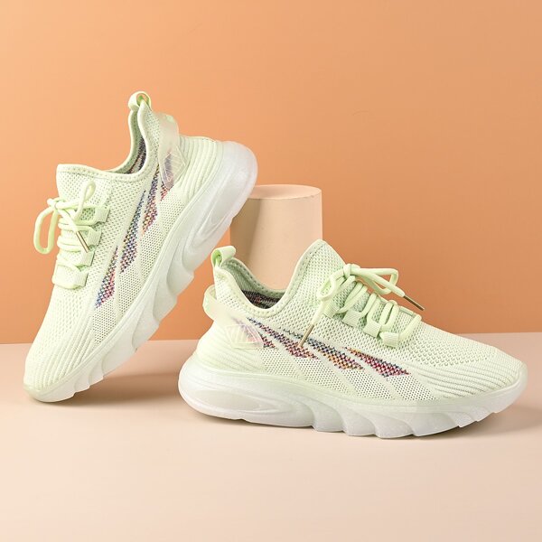

Lace Up Decor Low Top Running Shoes, Green