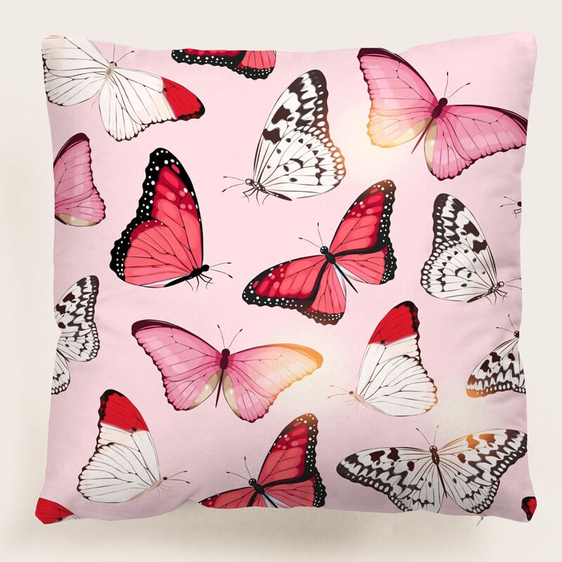 

Butterfly Print Cushion Cover Without Filler, Multicolor