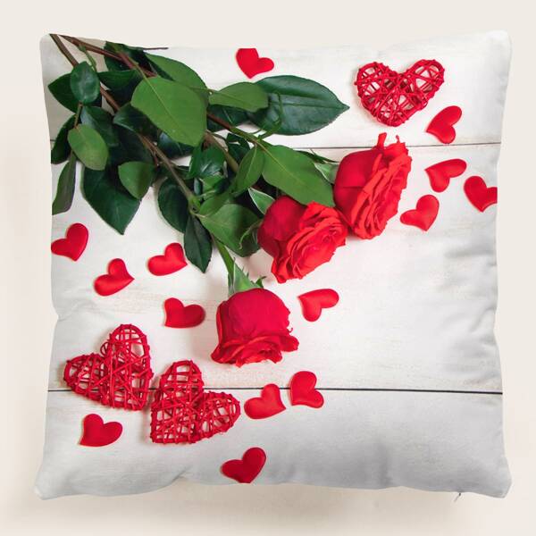 

Rose Print Cushion Cover Without Filler, Multicolor