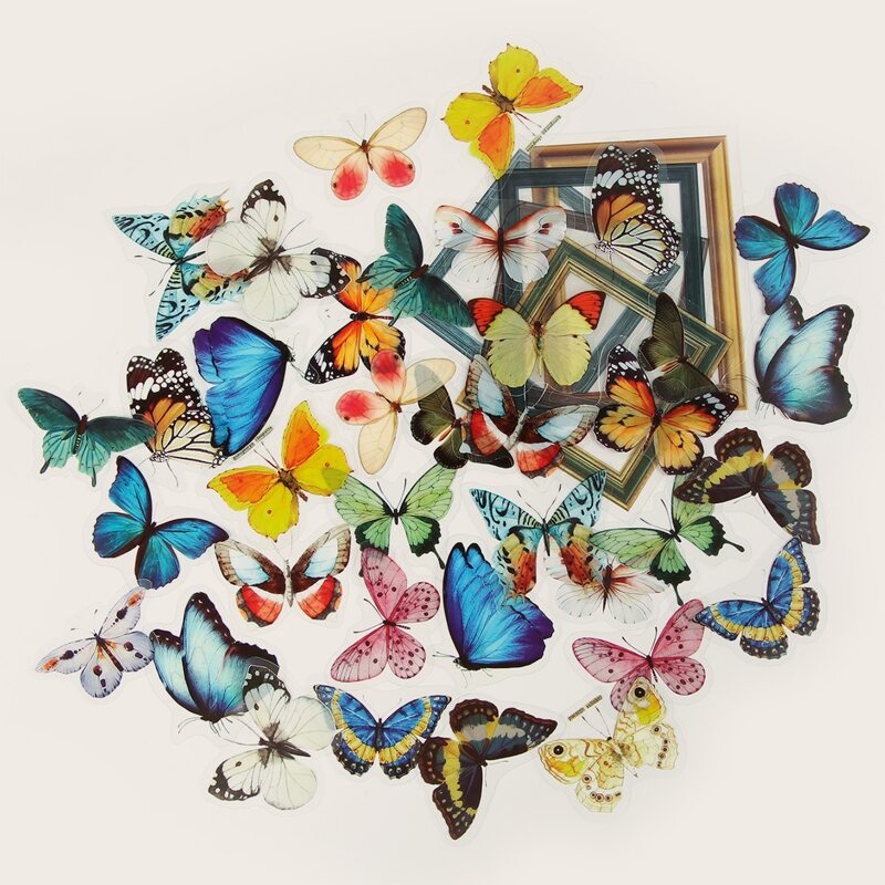 

45pcs Butterfly Print Sticker, Multicolor