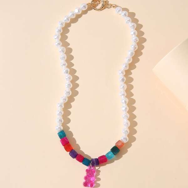 

1pc Beaded Necklace, Multicolor