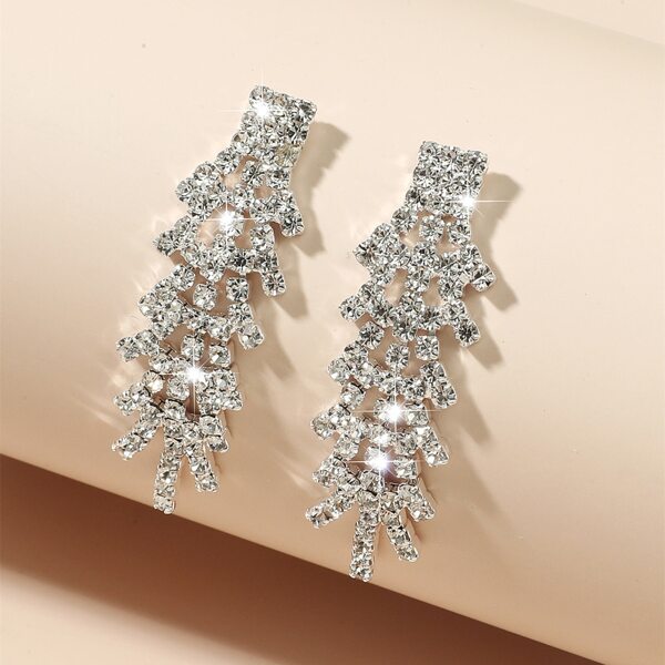 

Rhinestone Decor Drop Earrings, Silver