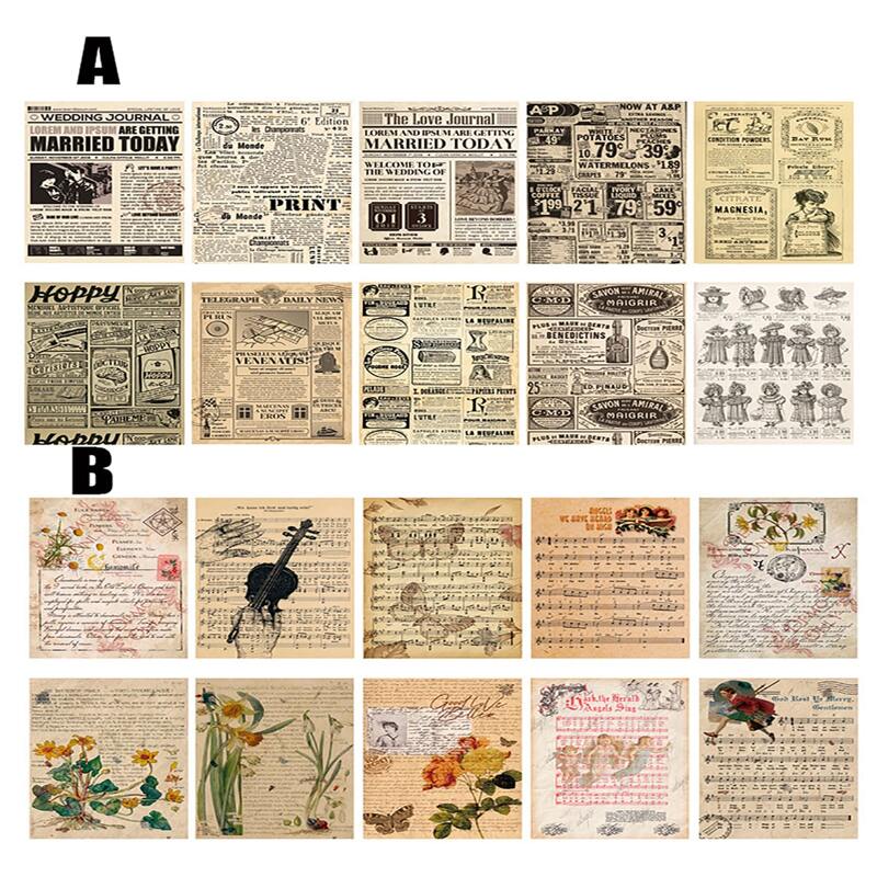 

10pcs Newspaper Material Paper, Multicolor