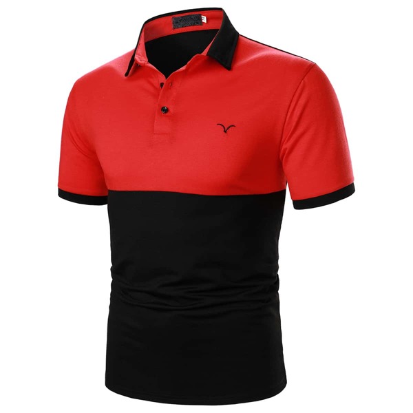 

Men Sea Gull Embroidery Colorblock Polo Shirt, Multicolor