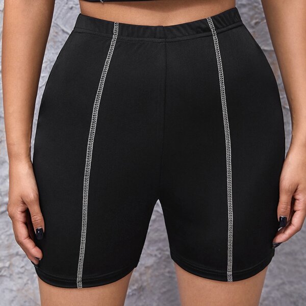 

Stitch Trim Biker Shorts, Black