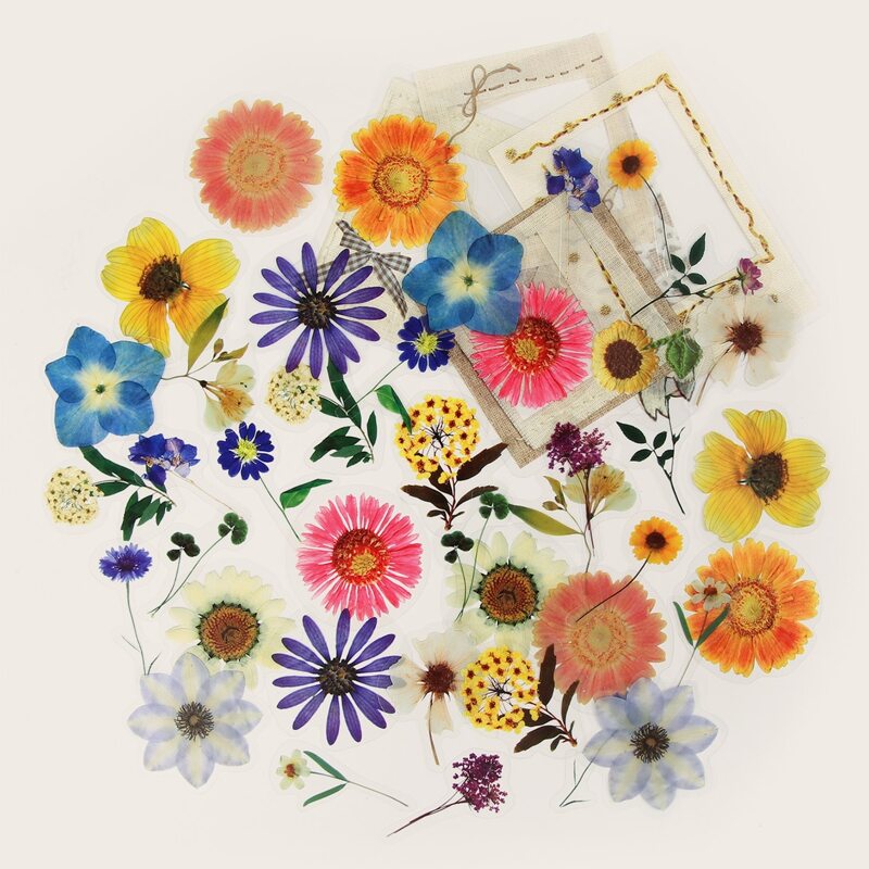 

45pcs Flower Print Sticker, Multicolor