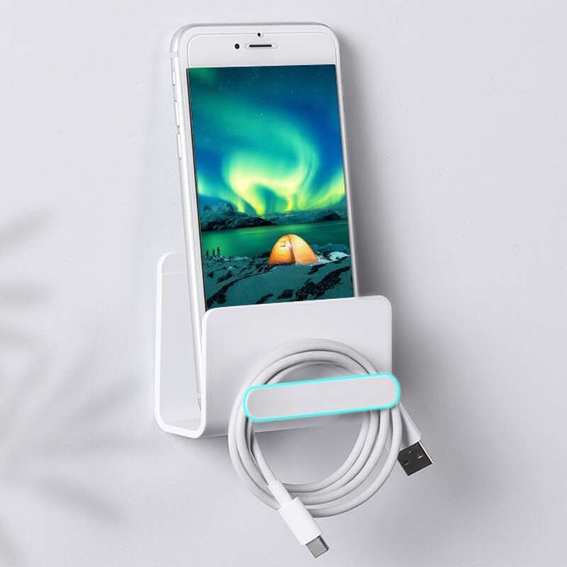 

1pc Wall Mounted Phone Charging Rack, White
