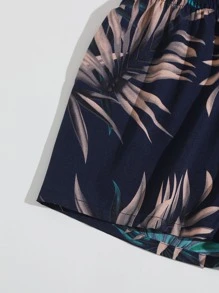 SHEIN VCAY 植物圖案打褶短褲