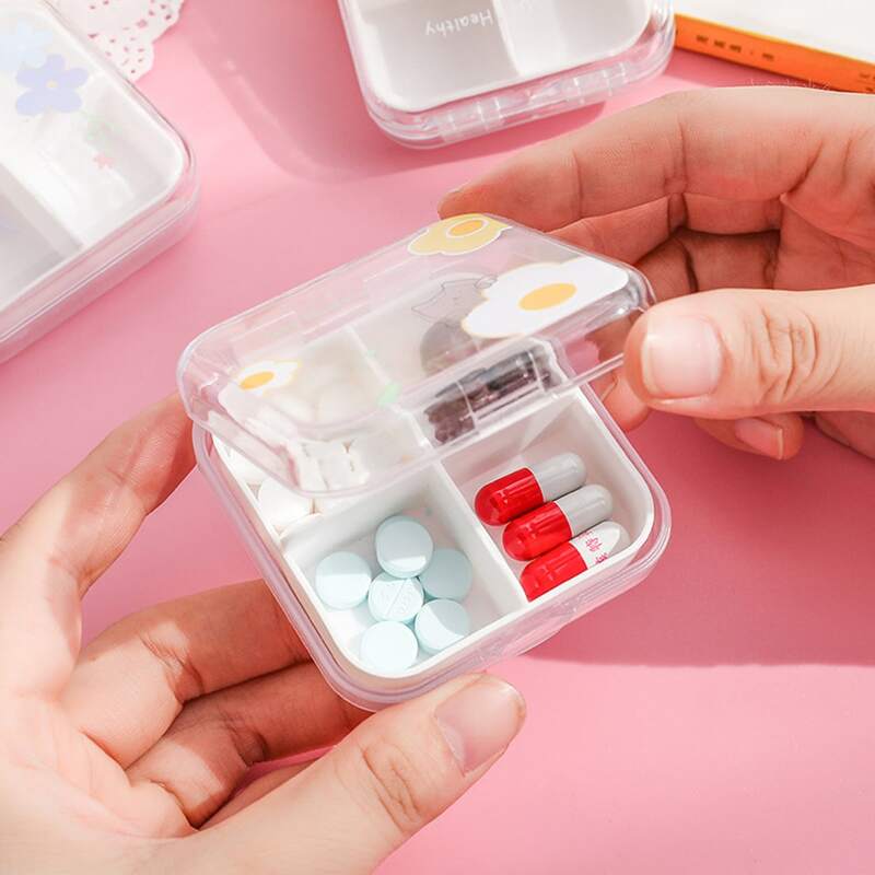 

1pc Random Multi-grid Pill Storage Box, Clear