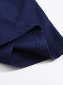 SHEIN EZwear 拼色插肩袖包臀連衣裙 - 藏蓝色 - 查看 4