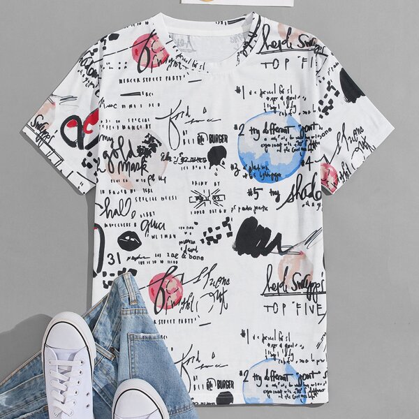 

Men Letter Graphic Tee, Multicolor