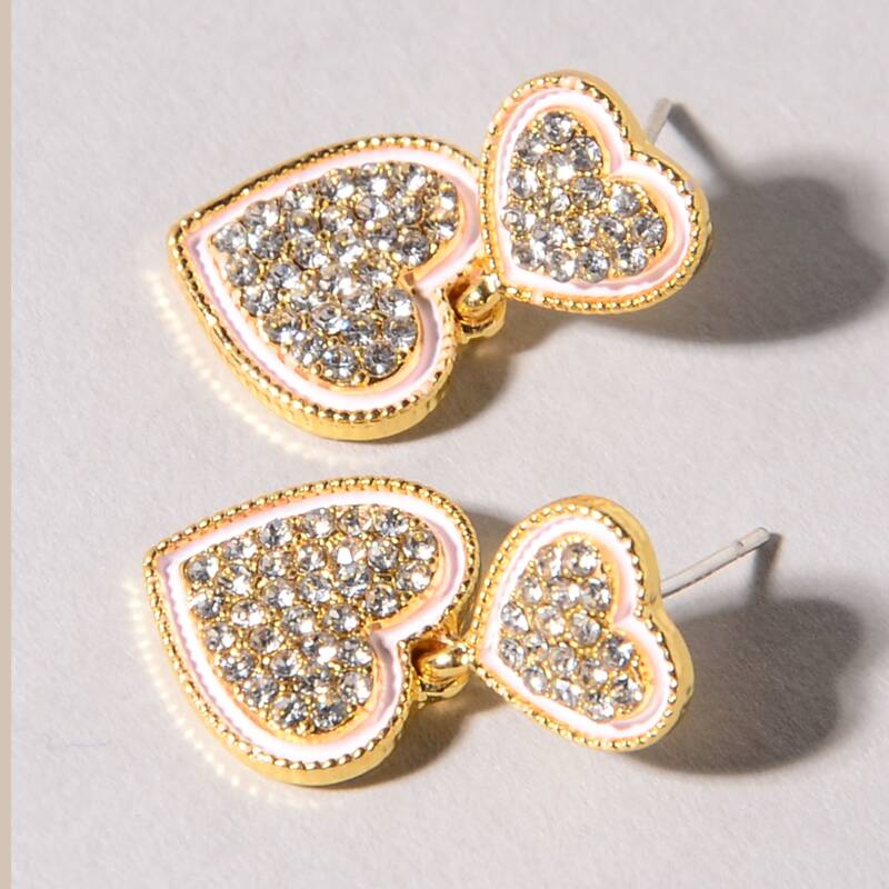 

Rhinestone Decor Heart Earrings, Multicolor