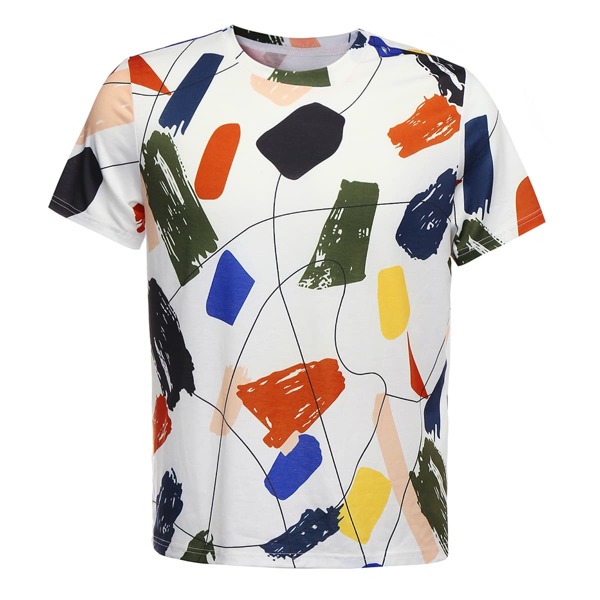 

Men Graffiti Print Round Neck Tee, Multicolor