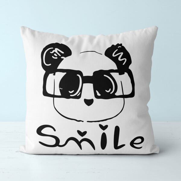 

Cartoon Graphic Cushion Cover Without Filler, Black and white