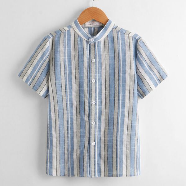 

Boys Mock Neck Striped Shirt, Multicolor