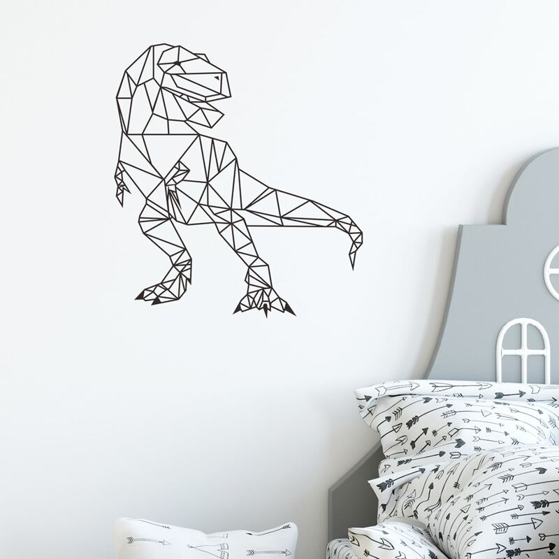 

Kids Geometric Dinosaur Print Wall Sticker, Black