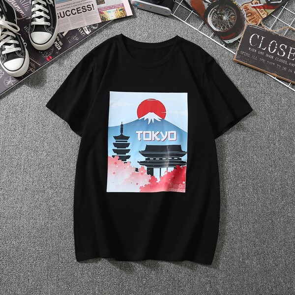 

Men Letter Graphic Tee, Black