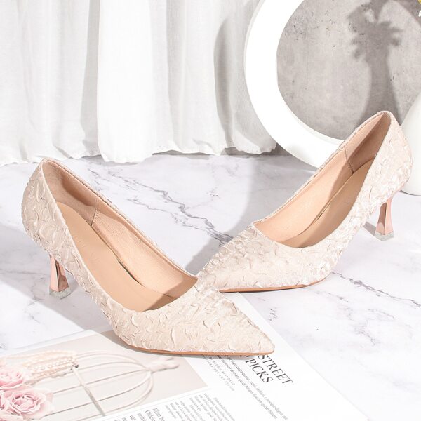 

Point Toe Mid Heeled Court Pumps, Beige