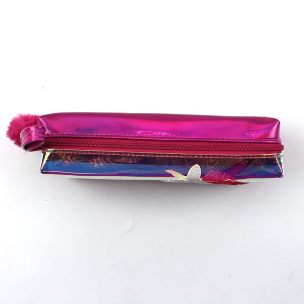 

1pc Unicorn Decor Metallic Pencil Case, Red