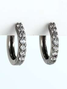 Vòng khuyên tai Khối Zirconia  Trang trí - Màu Đen Súng - Xem 2