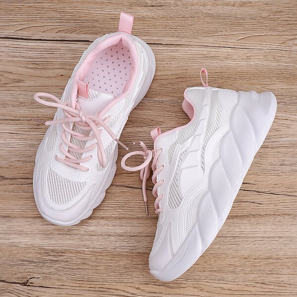 

Lace Up Front Mesh Sneakers, White