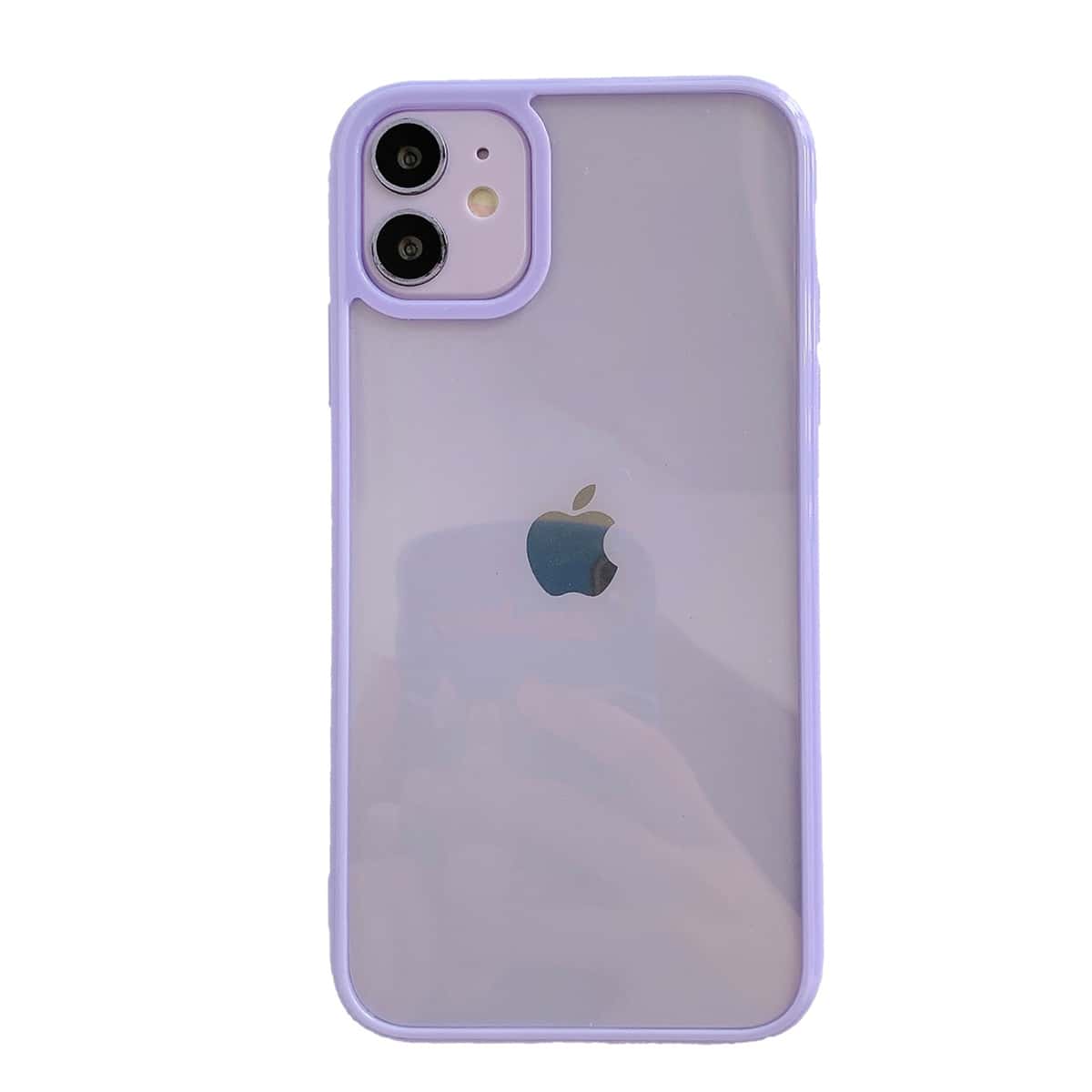 

1pc Contrast Frame Clear Phone Case, Purple