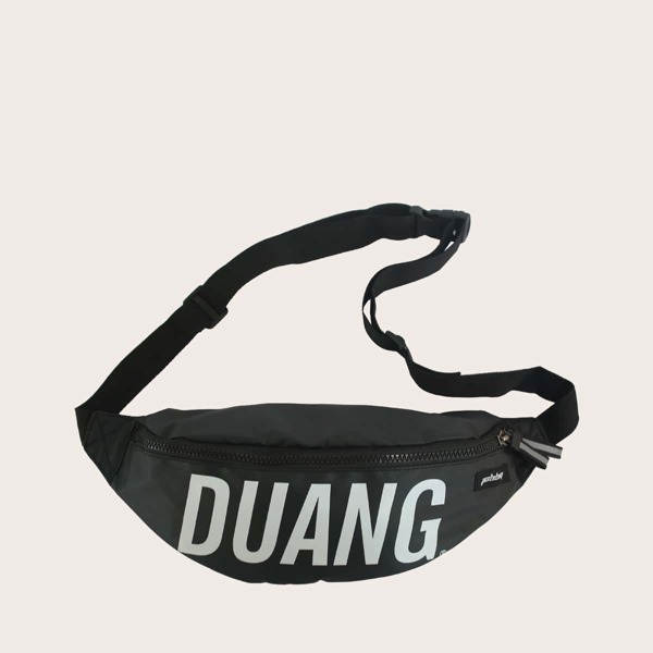 

Men Letter Graphic Fanny Pack, Black