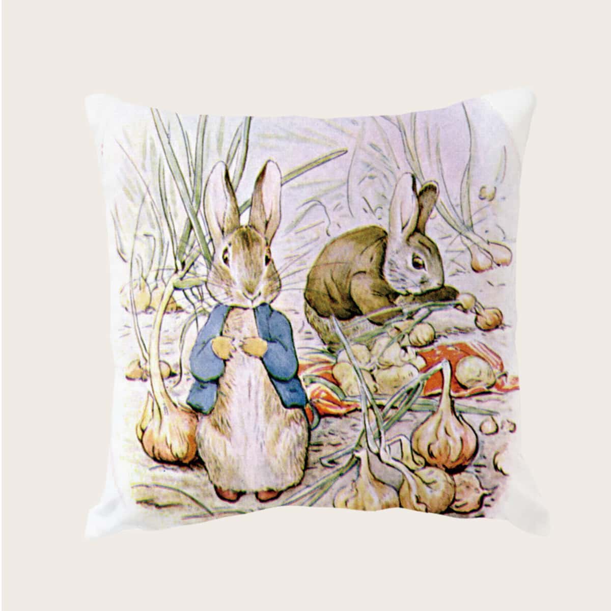 

Rabbit Print Cushion Cover Without Filler, Multicolor