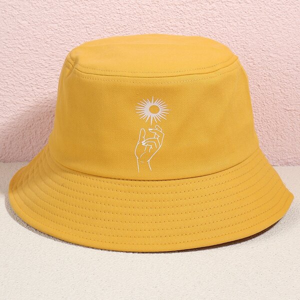 

Hand Pattern Bucket Hat, Gold