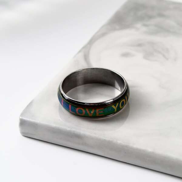 

Men Letter Graphic Ring, Multicolor