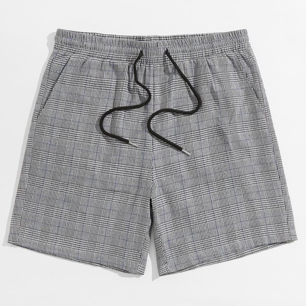 

Men Plaid Print Shorts, Grey