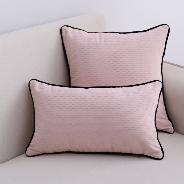 

1pc Contrast Trim Cushion Cover Without Filler, Pink