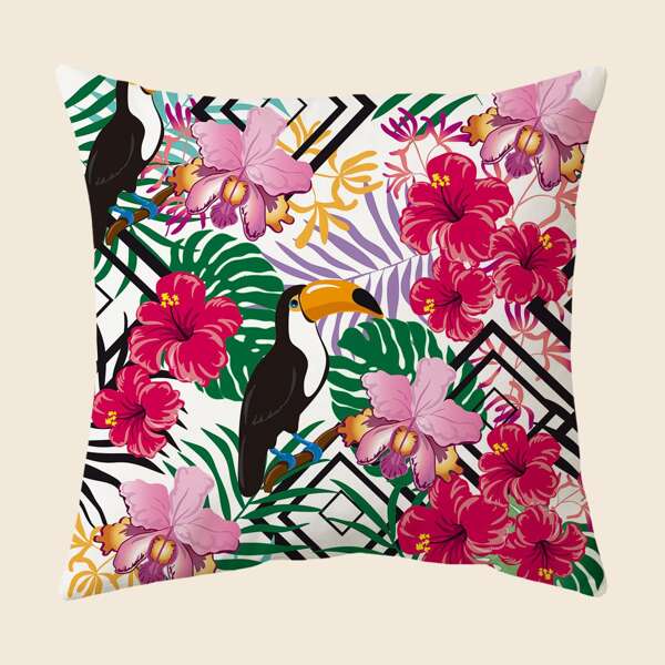 

Tropical Print Cushion Cover Without Filler, Multicolor