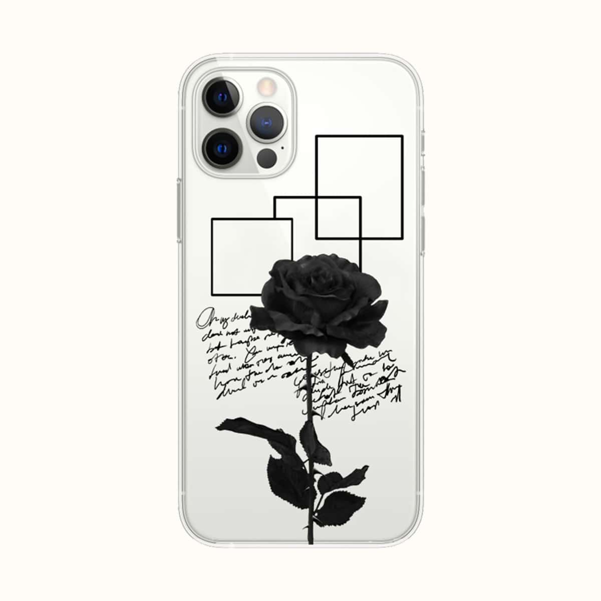 

Flower Graphic Phone Case, Black